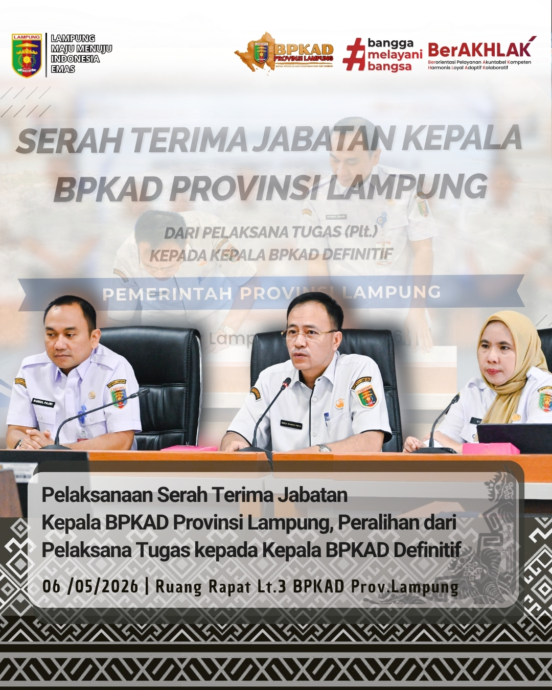 Resmi Dilantik, Mirza Irawan Dwi Atmaja Nakhodai BPKAD Provinsi Lampung 