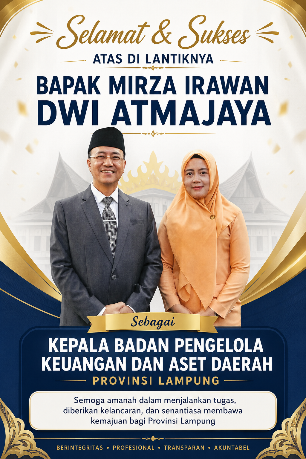 Resmi Dilantik, Mirza Irawan Dwi Atmaja Nakhodai BPKAD Provinsi Lampung 
